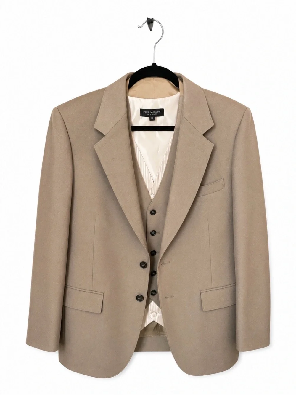 Paul Malone Men's Tan Eight -Piece Suit Pants size 40S 35 W,  length 32